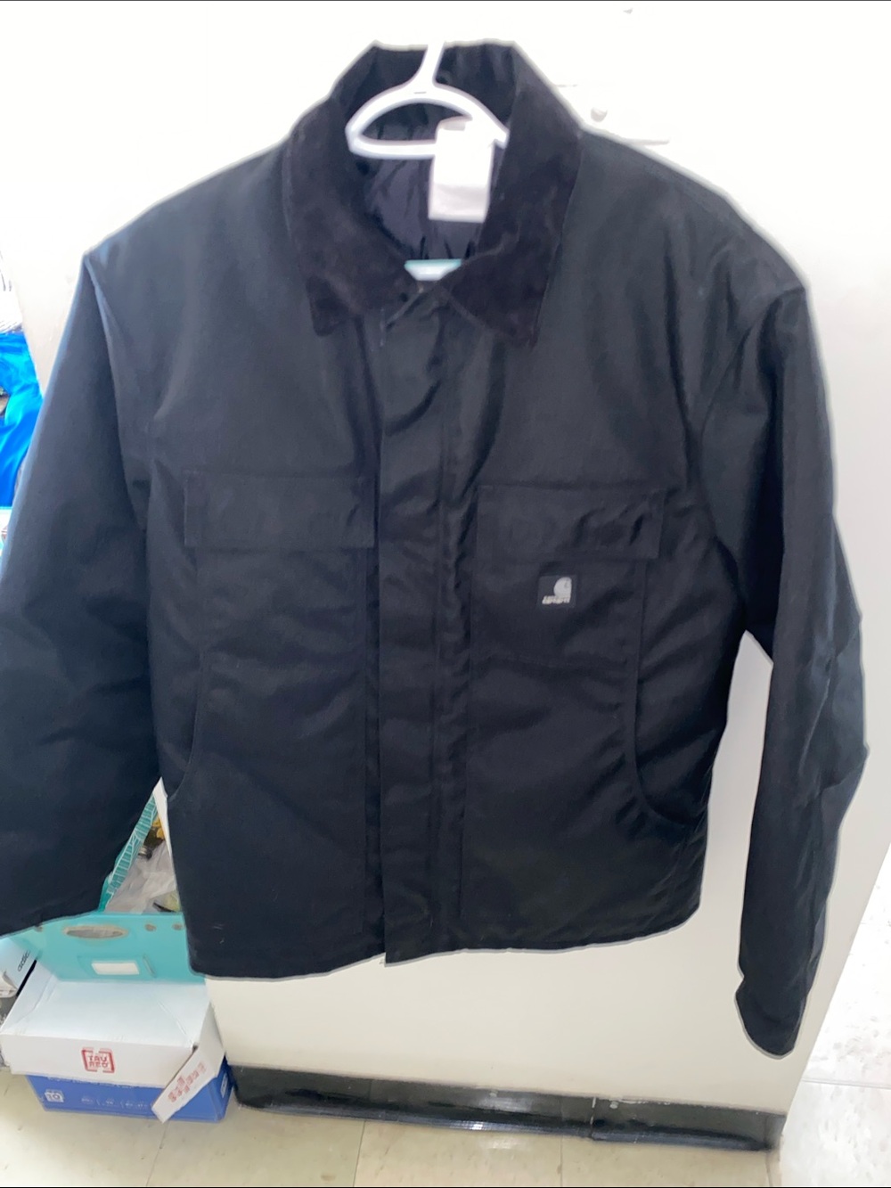 CARHARTT EXTREME WEATHER BLACK MENS MED CORD COLLAR JACKET